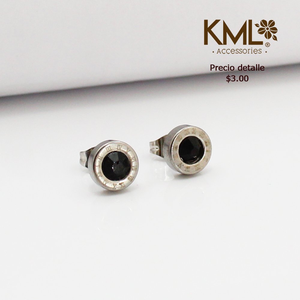 ARETE REDONDO SILVER CIRCON NEGRO P.