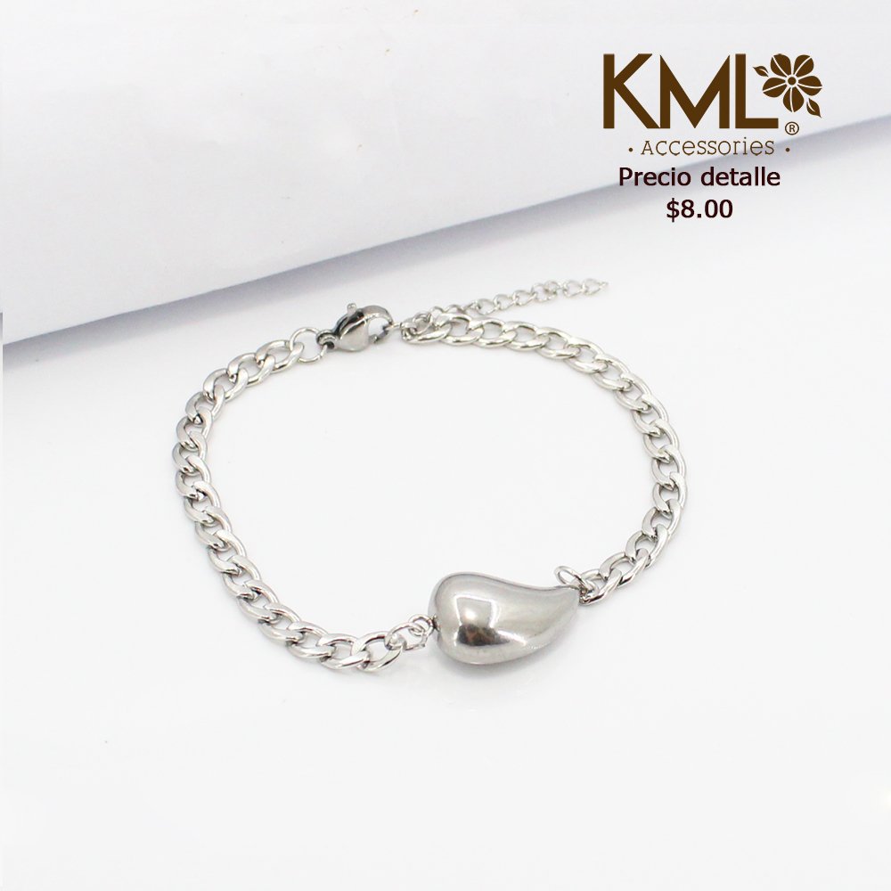 PULSERA PLATEADA GOTA