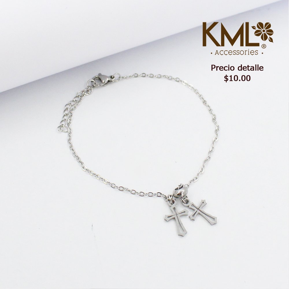 PULSERA PLATEADA CRUCES