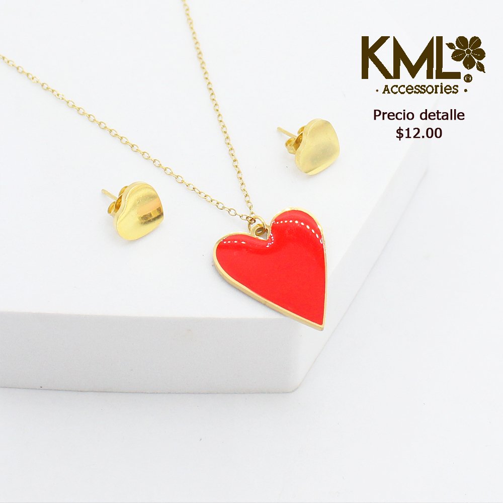 SET DORADO CORAZON GRANDE