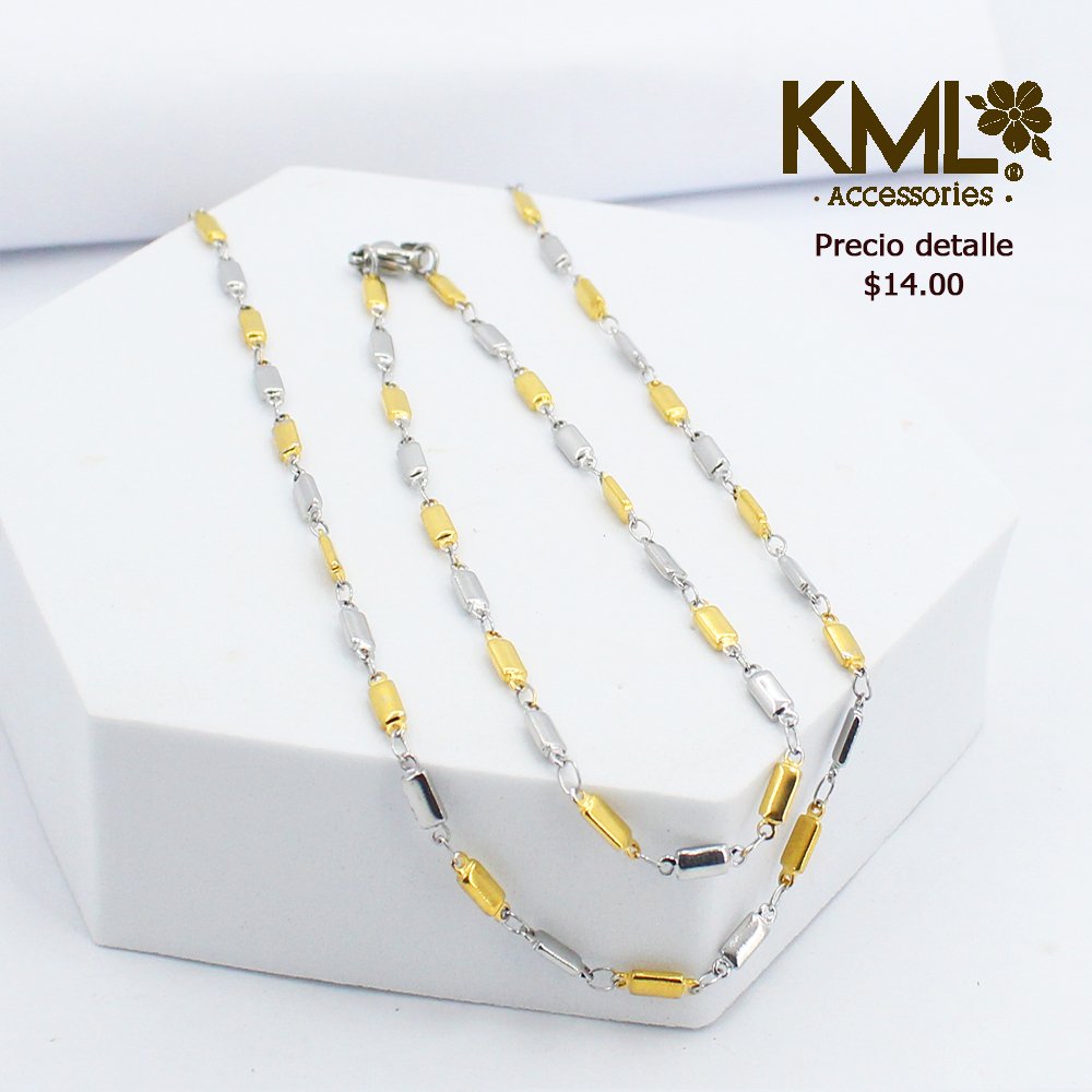 COLLAR MAS PULSERA BI COLOR