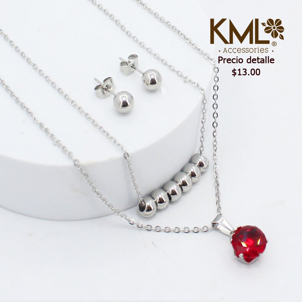 SET PLATEADO ROJO