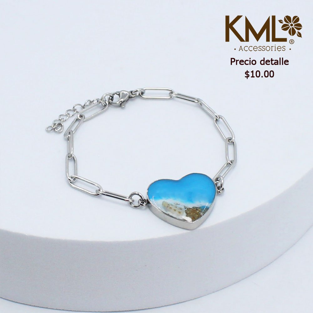 PULSERA PLATEADA CORAZÓN DE MAR