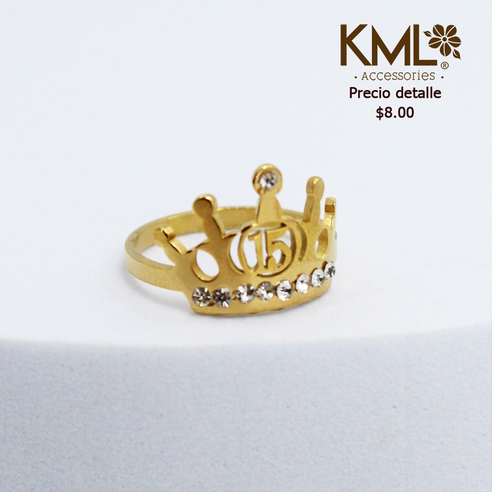 ANILLO 15 AÑOS CORONA CIRCONES BLANCO