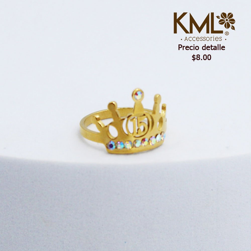 ANILLO 15 AÑOS CORONA CIRCONES TORNASOL