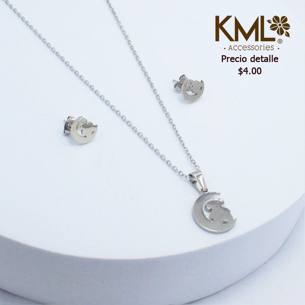 SET PLATEADO OSO LUNA