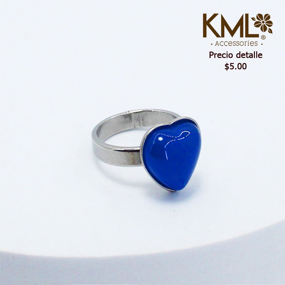 ANILLO CORAZÓN  AZUL  TALLA 20