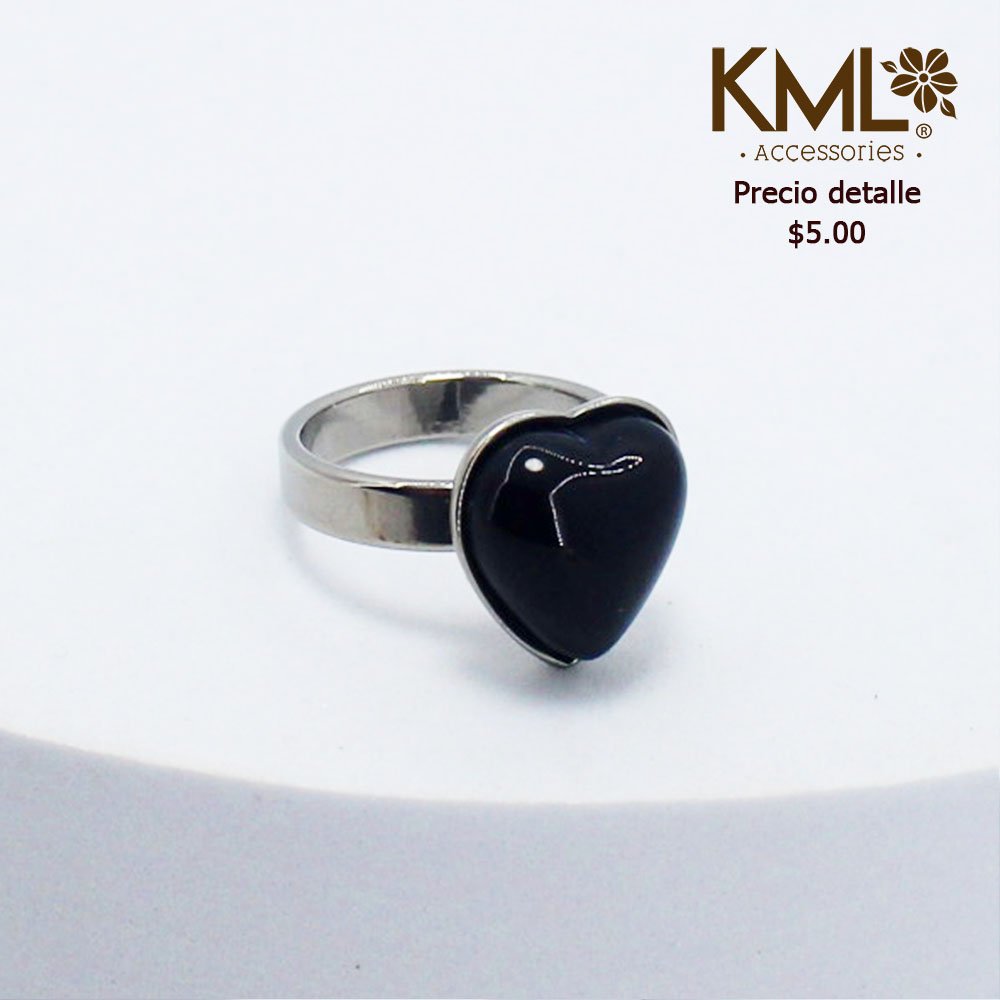 ANILLO CORAZÓN NEGRO TALLA 11