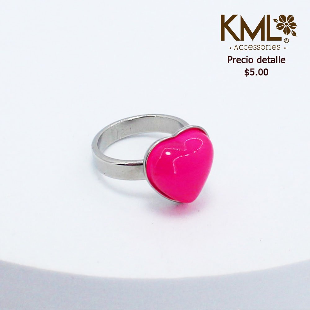 ANILLO CORAZÓN ROSA TALLA 10