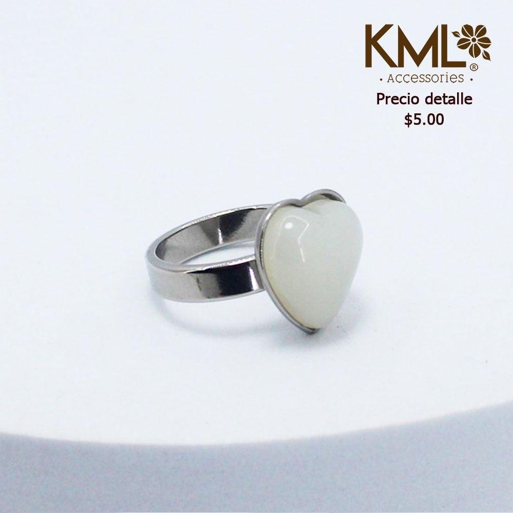 ANILLO CORAZÓN BLANCO TALLA 10