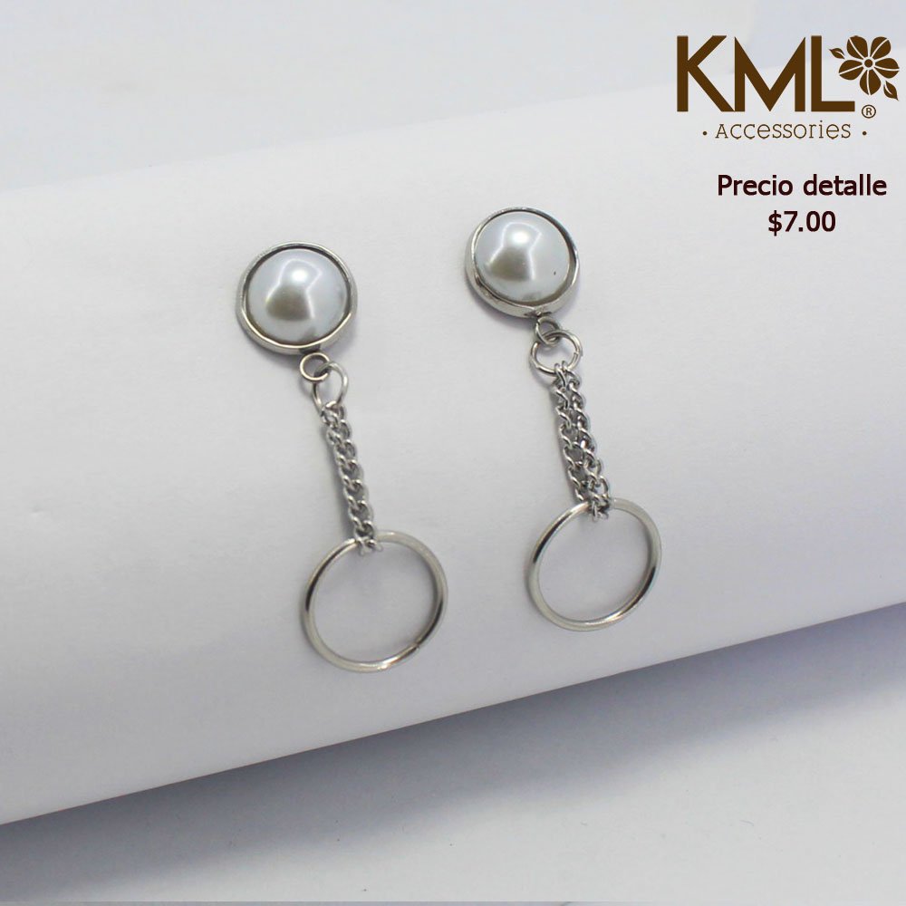 ARETE PERLAS CIRCULO PLATEADO