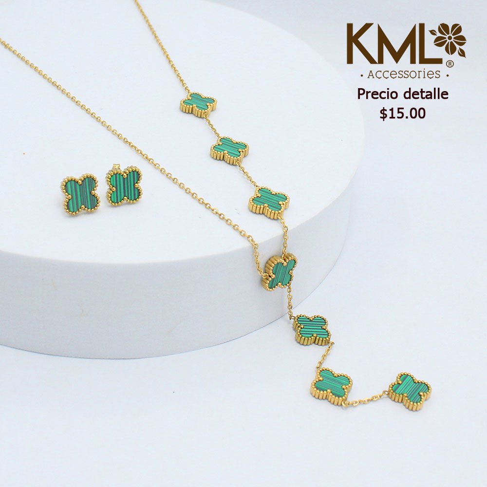 SET TREBOL TIPO CAMISERO VERDE – TONO DORADO