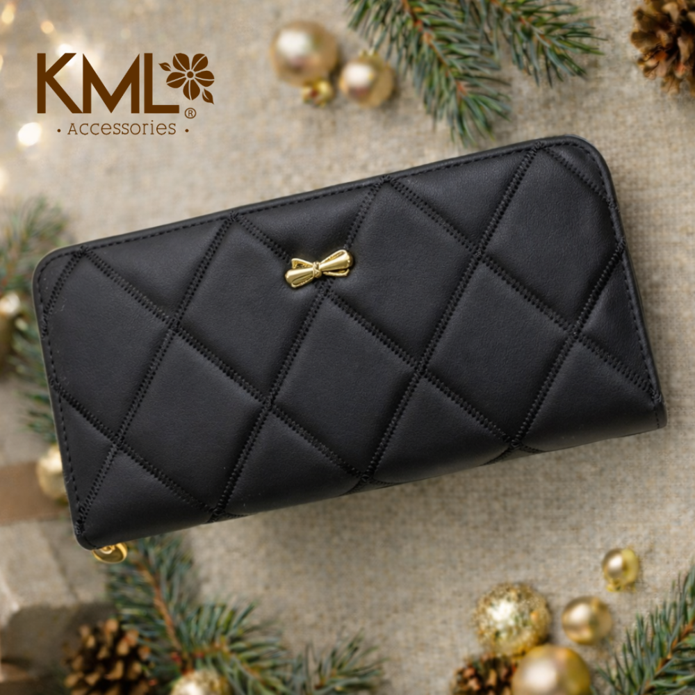 BILLETERA COQUETTE DOBLE ZIPPER NEGRA
