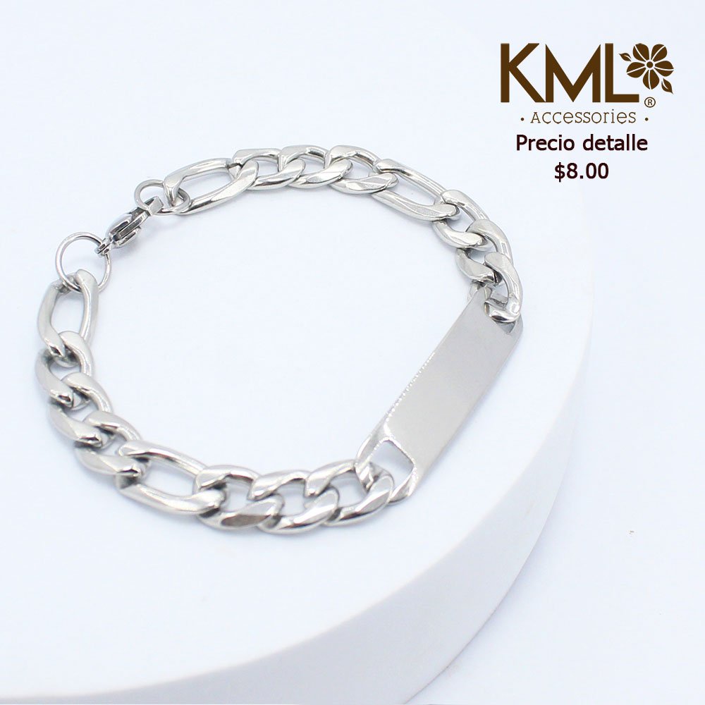PULSERA PLACA PLATEADA