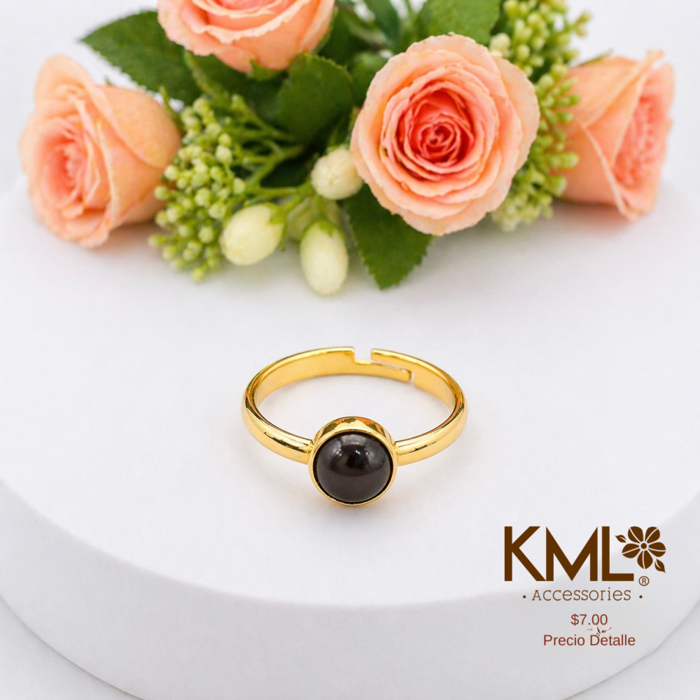 ANILLO DORADO MEDIA BOLA NEGRITA