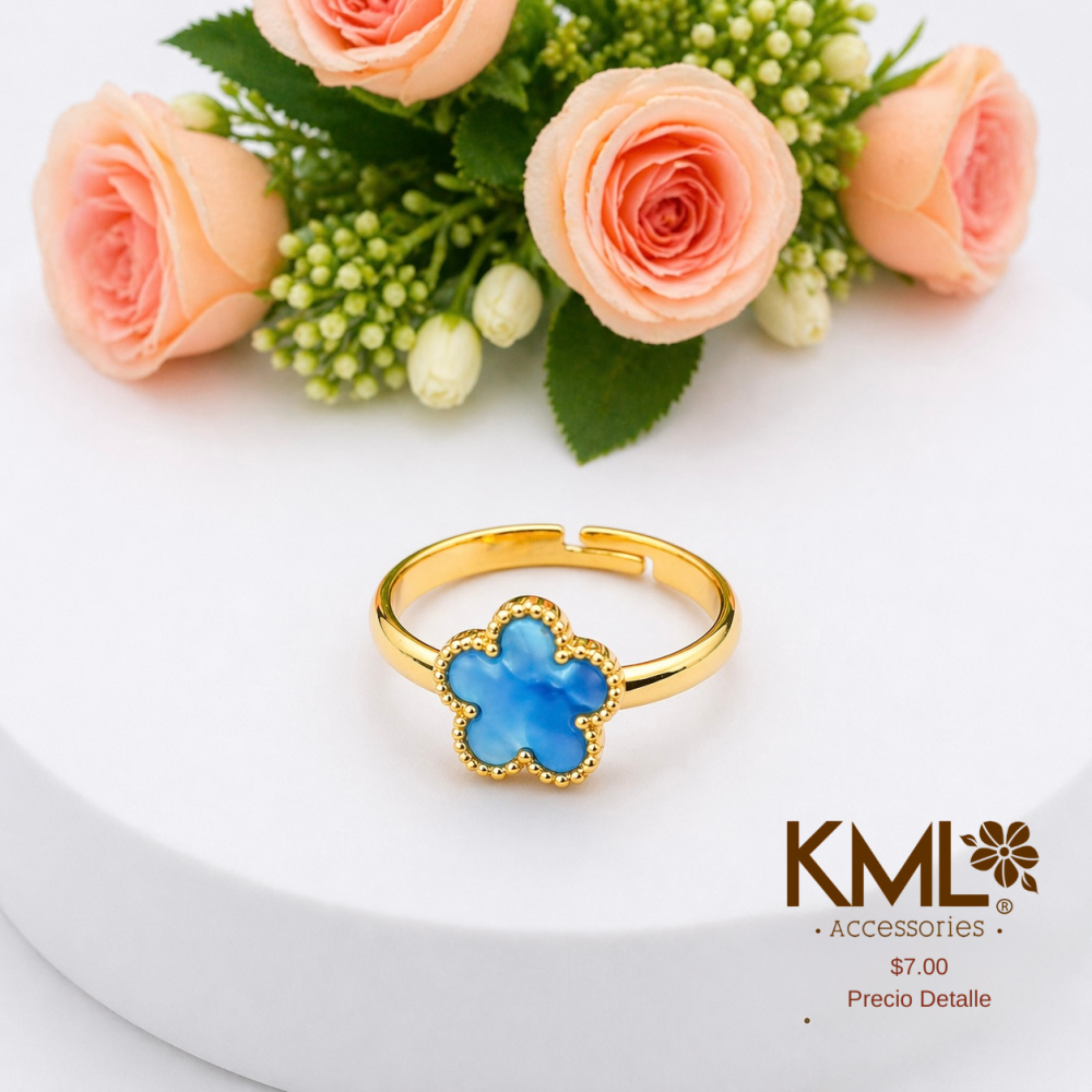 ANILLO DORADO FLOR CELESTE