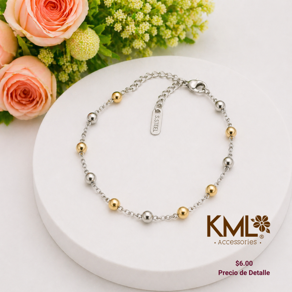 PULSERA BICOLOR BOLITAS