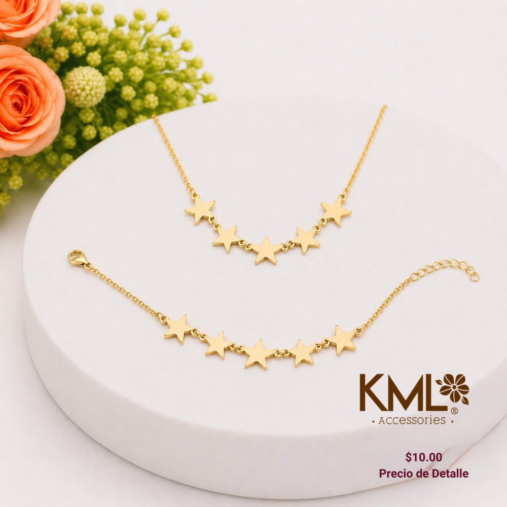 SET CADENAS + PULSERA ESTRELLAS