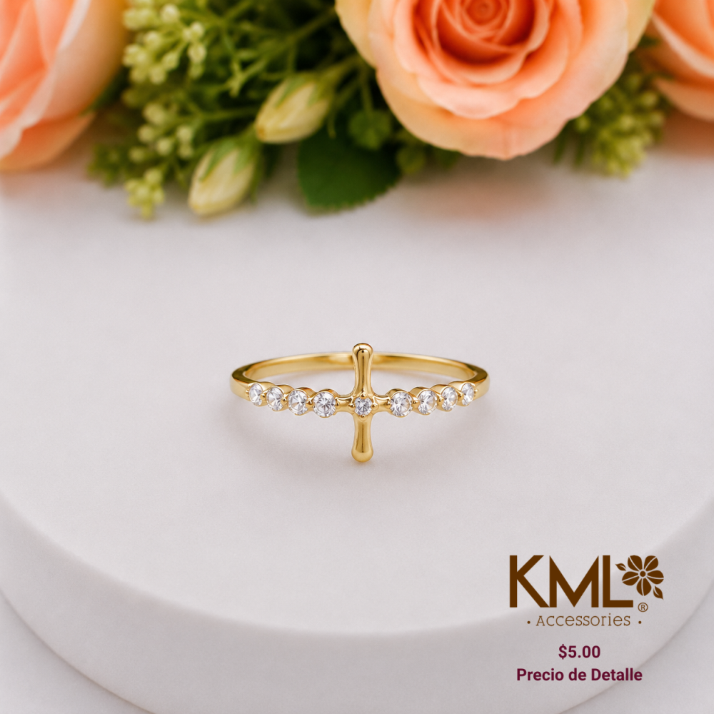 ANILLO DORADO CRUZ CINCONES T9