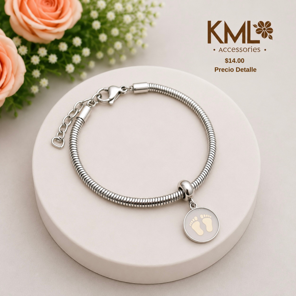 PULSERA KITTIE HUELLITAS ROSA