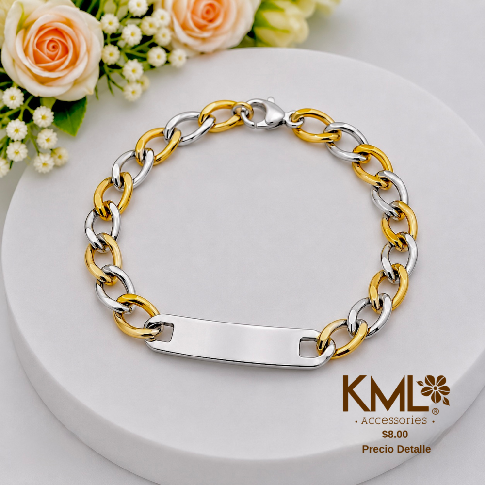 PULSERA PLAQUITA YOUNG BICOLOR