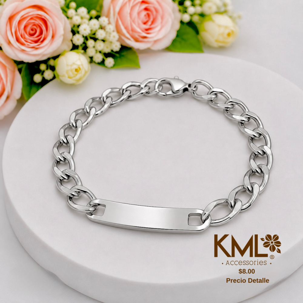 PULSERA PLAQUITA YOUNG PLATEADA