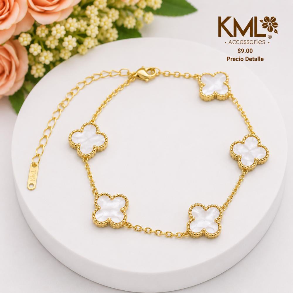 PULSERA TREBOL BLANCO