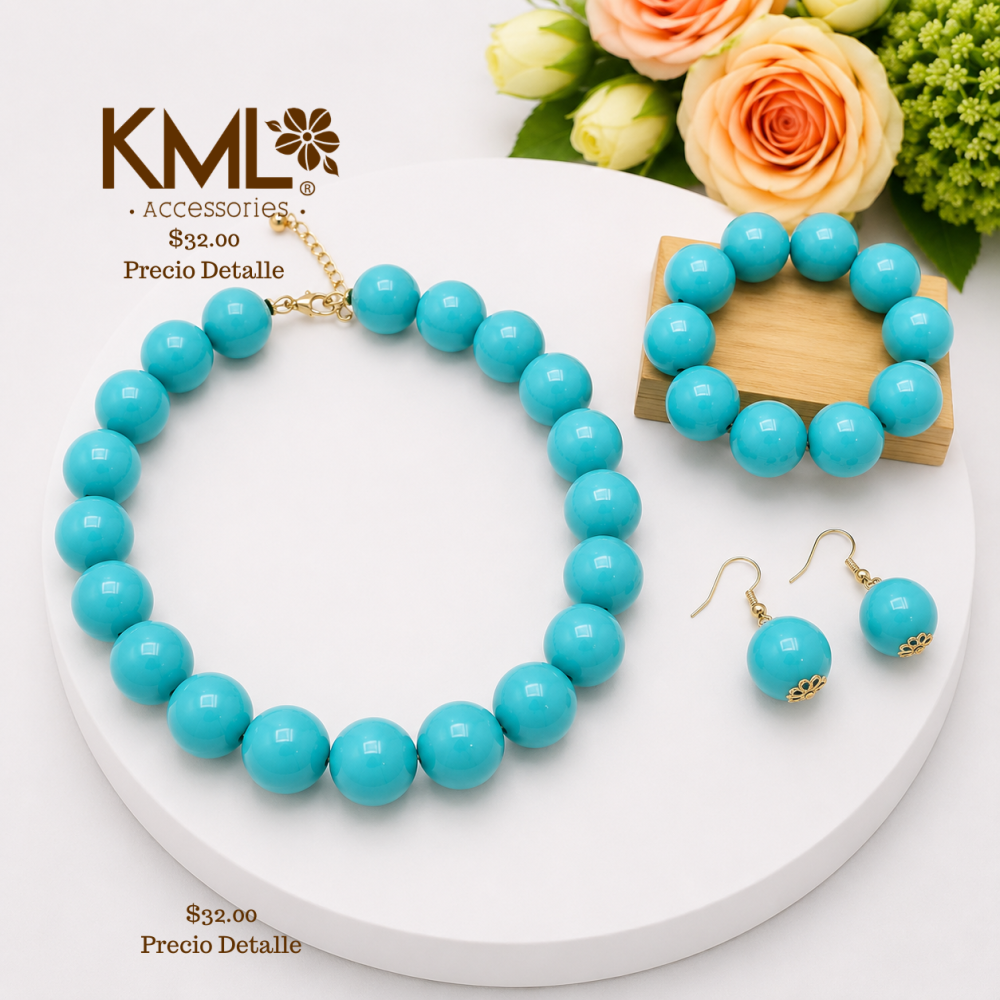 SET CHICLE CELESTE (CADENA-ARETES-PULSERA)