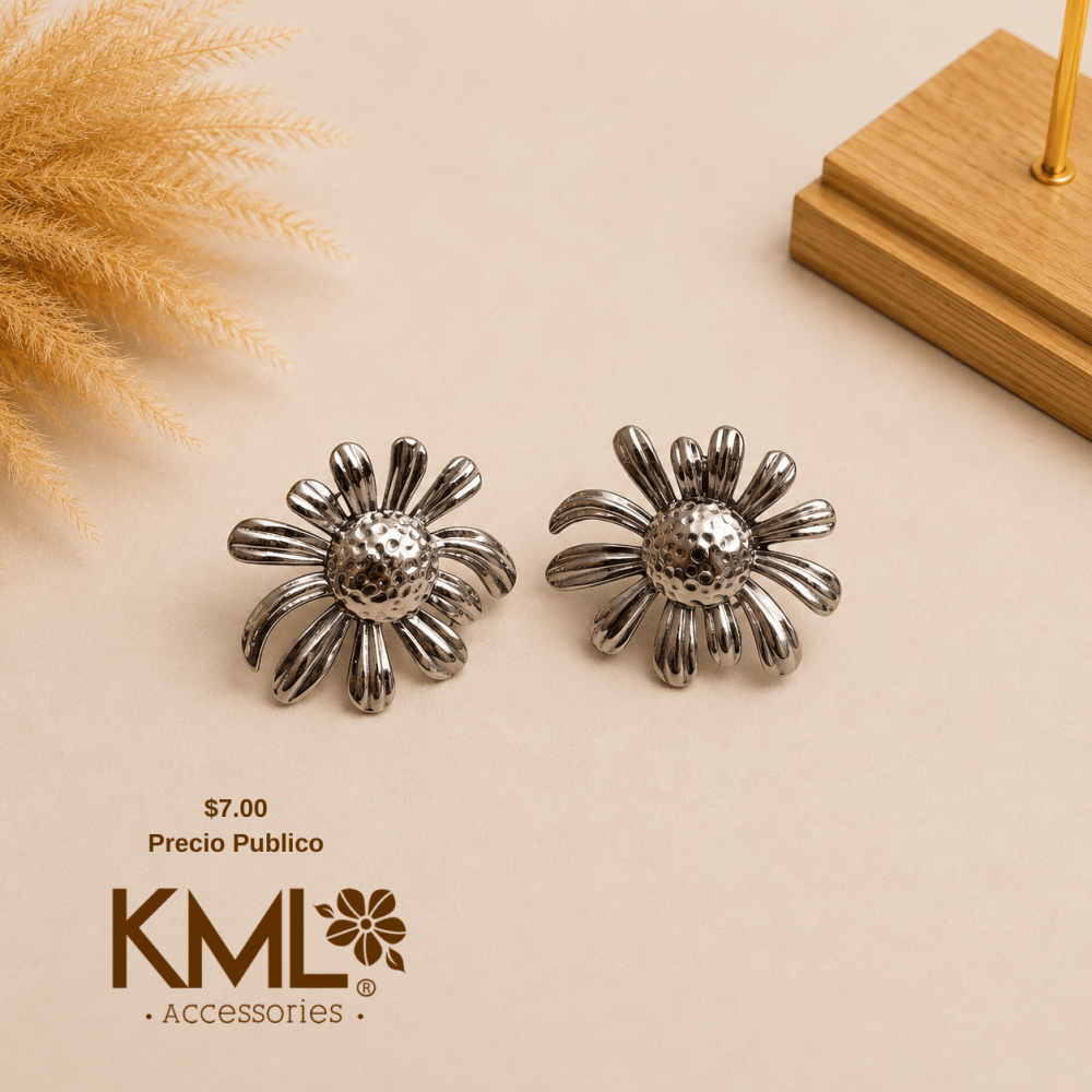 ARETE GIRASOL PLATEADO