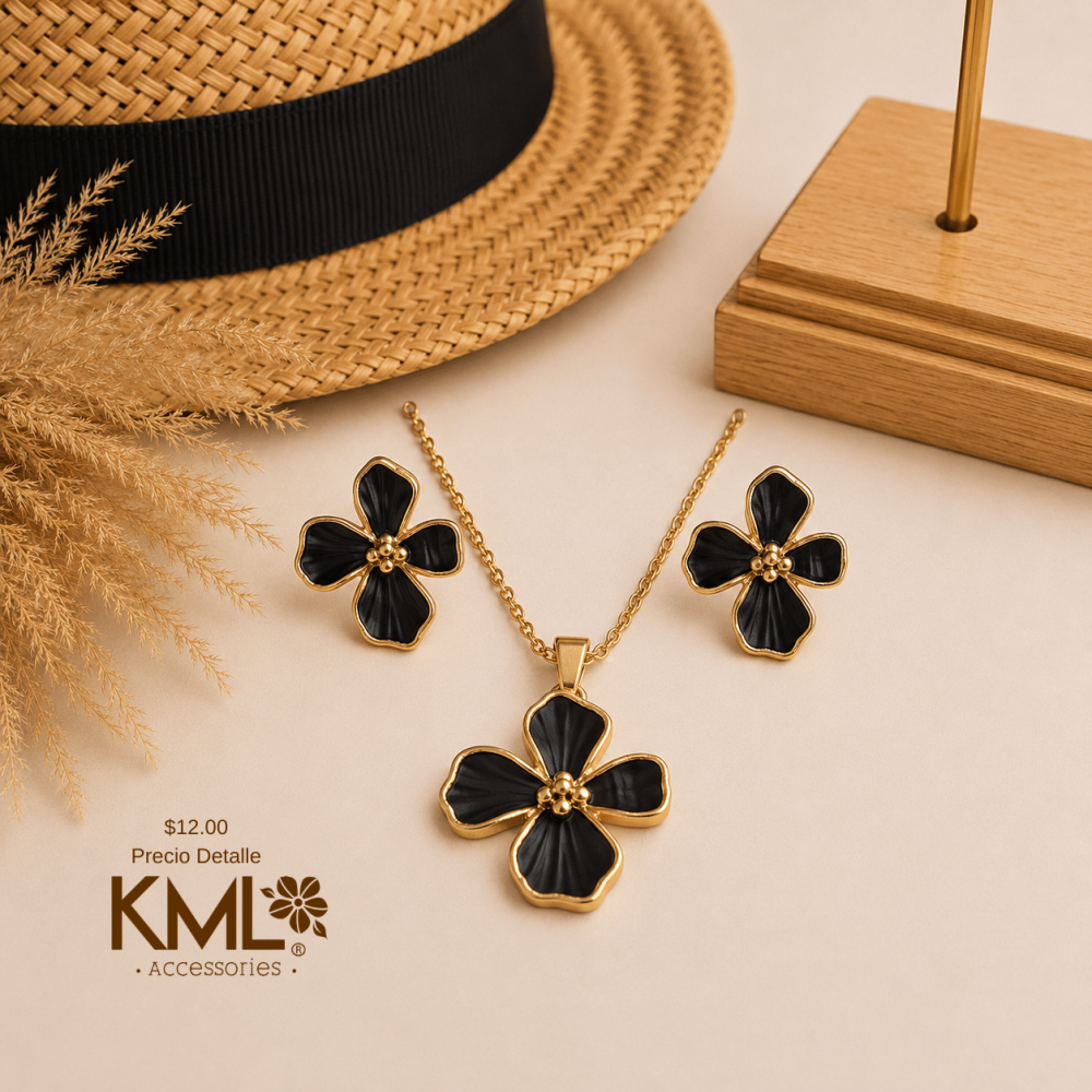 SET 4 PETALOS BLACK