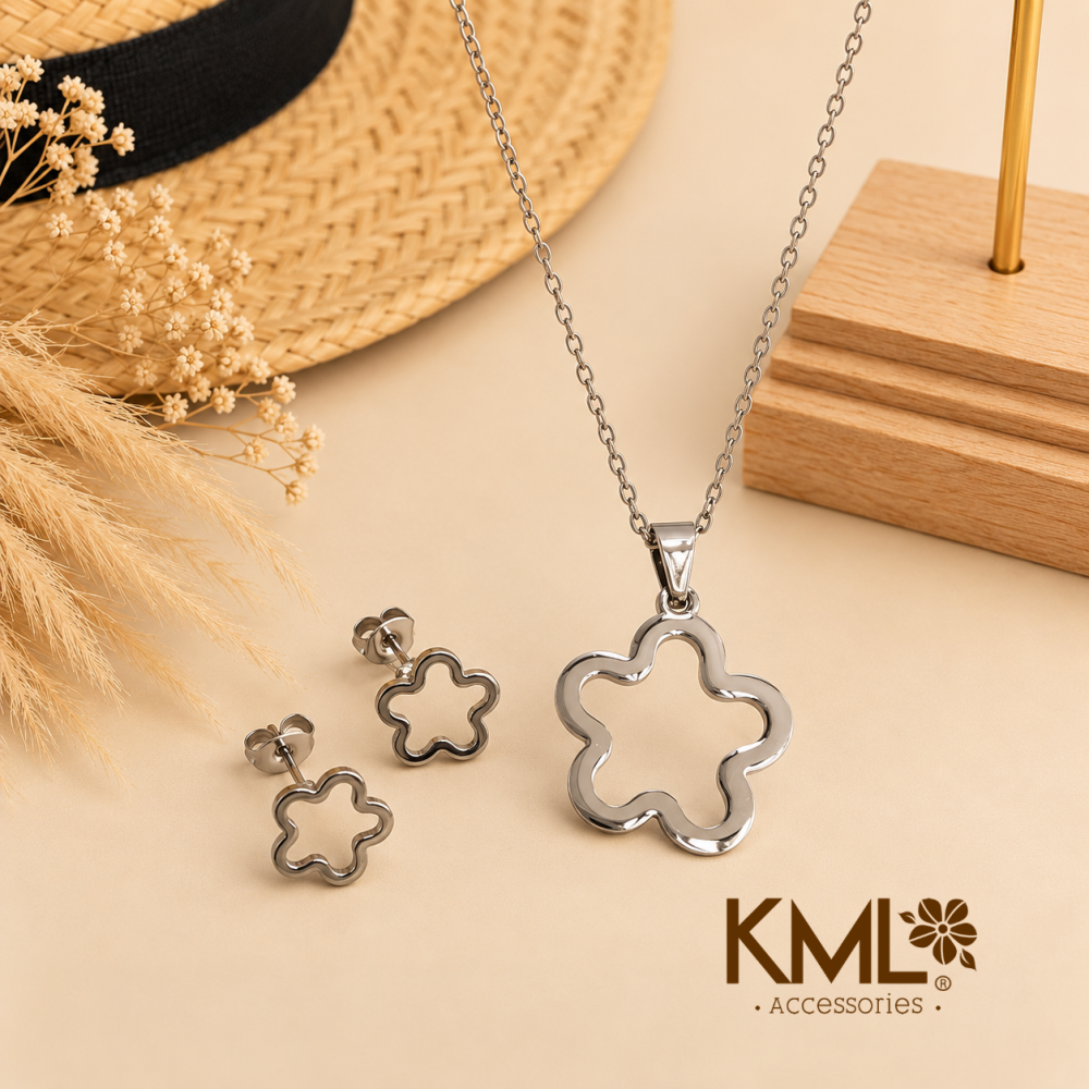 SET PLATEADO FLOR CONTORNO