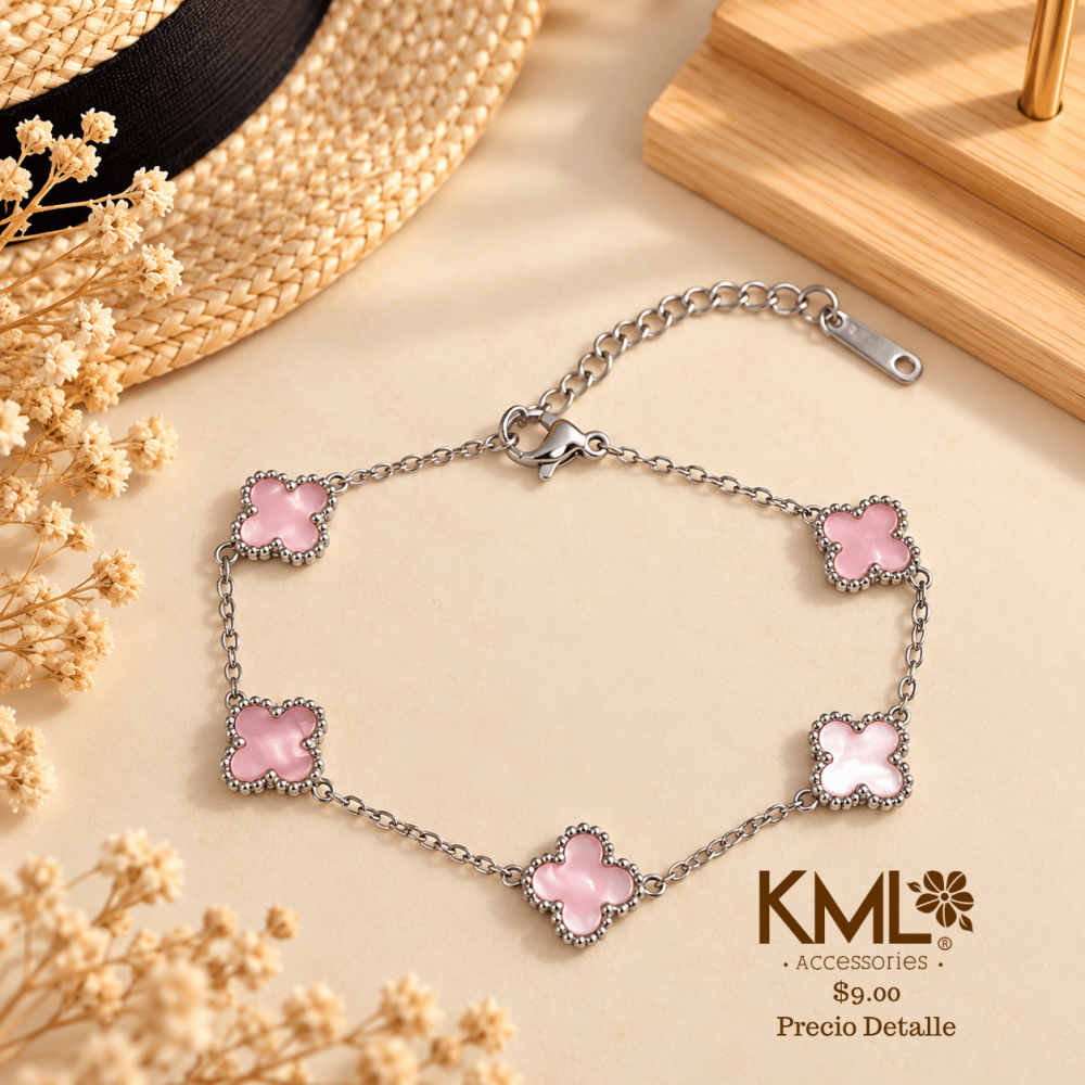 PULSERA PLATEADA BABY ROSA