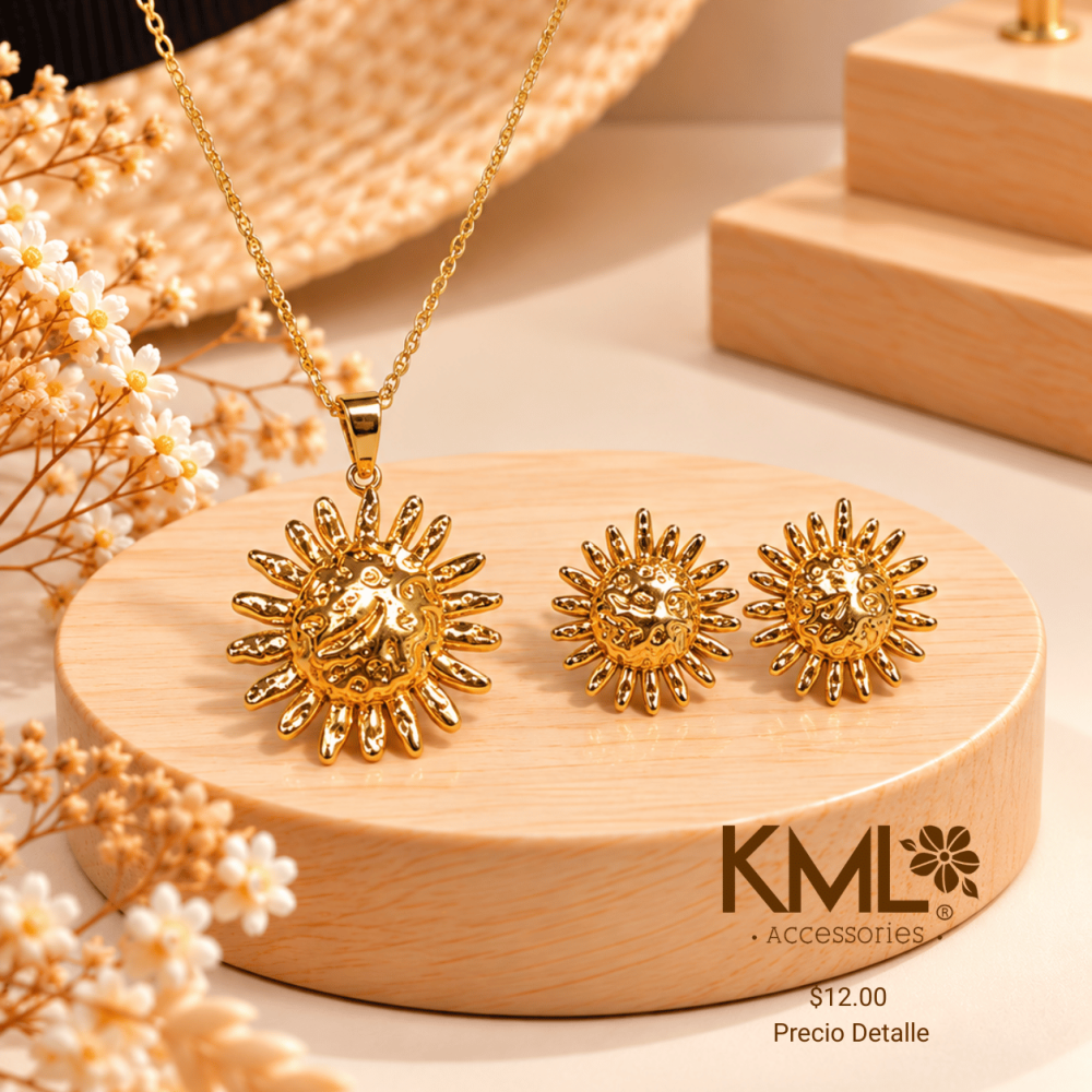 SET DORADO FLOR TIPO SOL