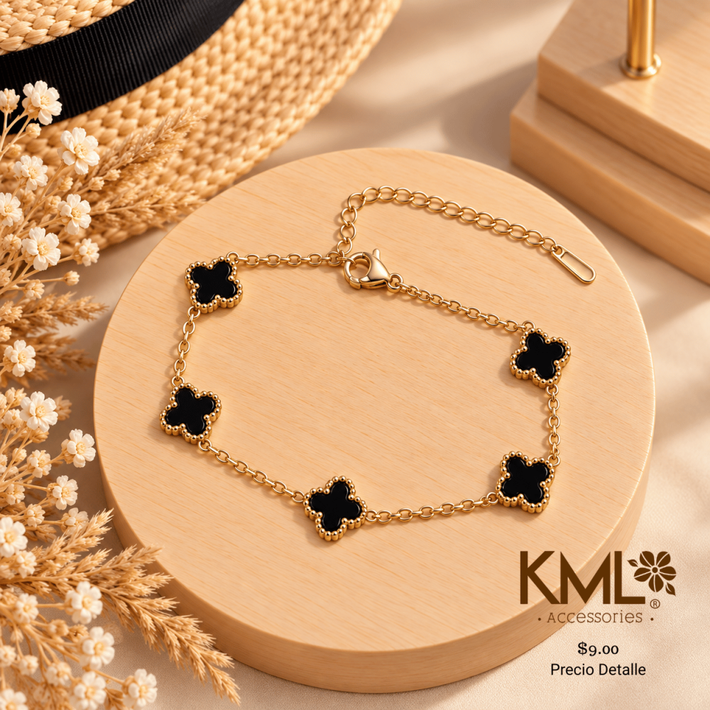 PULSERA TREBOL BABY NEGRA