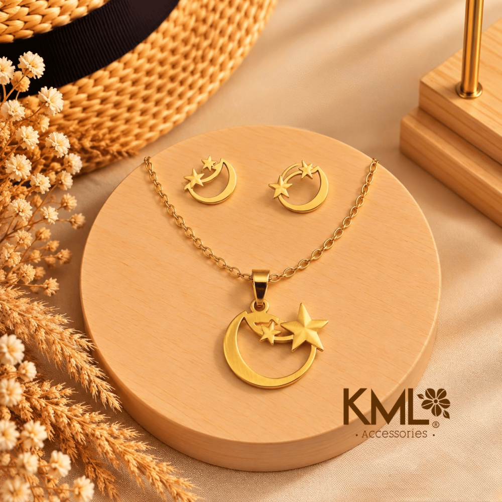SET DORADO LUNA GORDITA ESTRELLAS